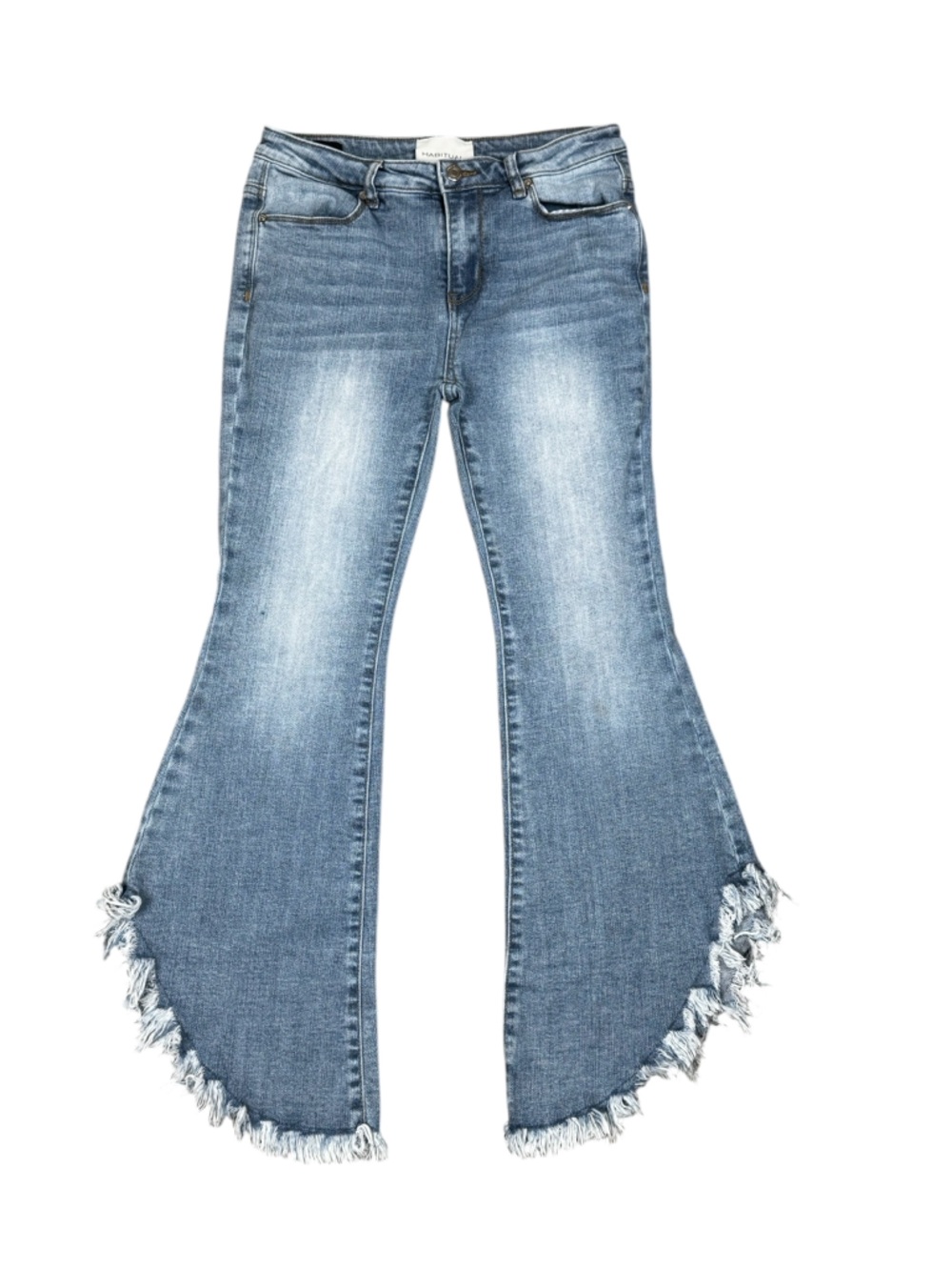 Habitual Girl Mid Rise Baby Flare Denim Jeans Light Wash Cowgirl Western Size 16